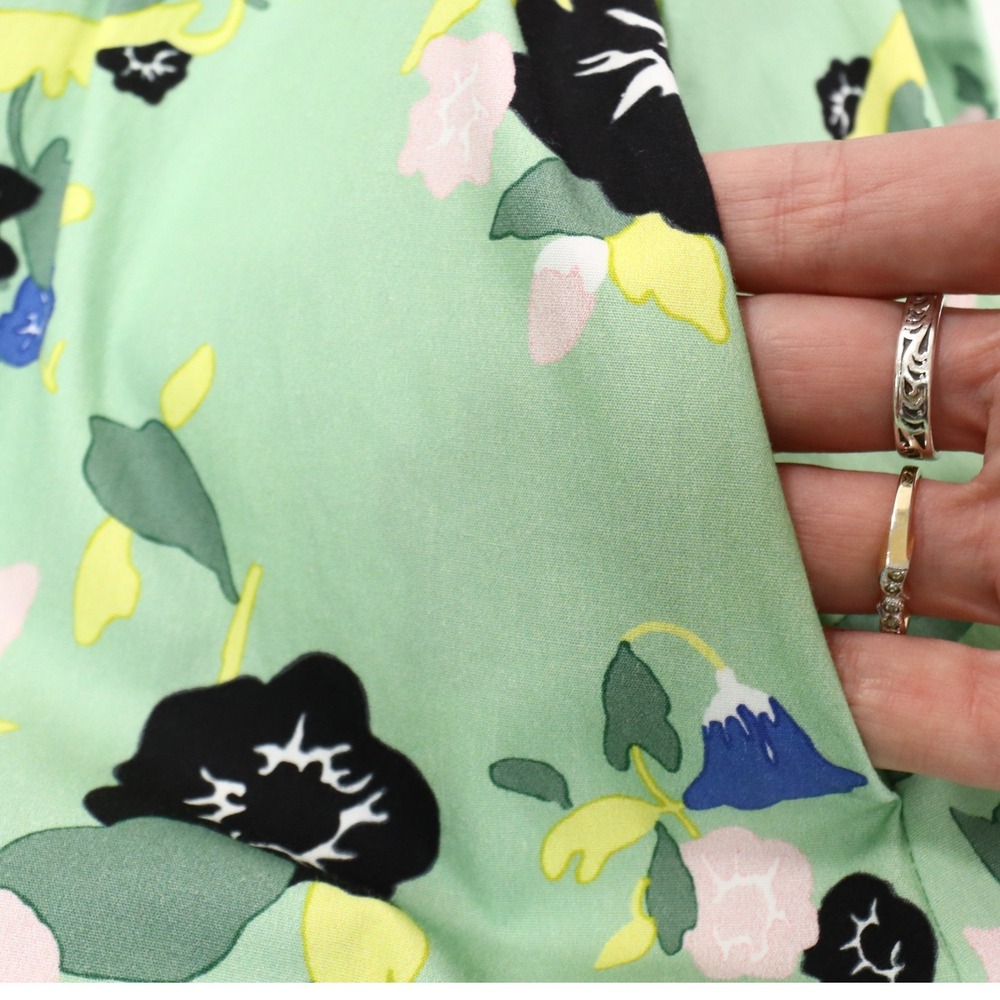 Pearl by Lela Rose Floral Cotton Halter Belted Dress XS Green Feminine Romantic - Picture 9 of 14